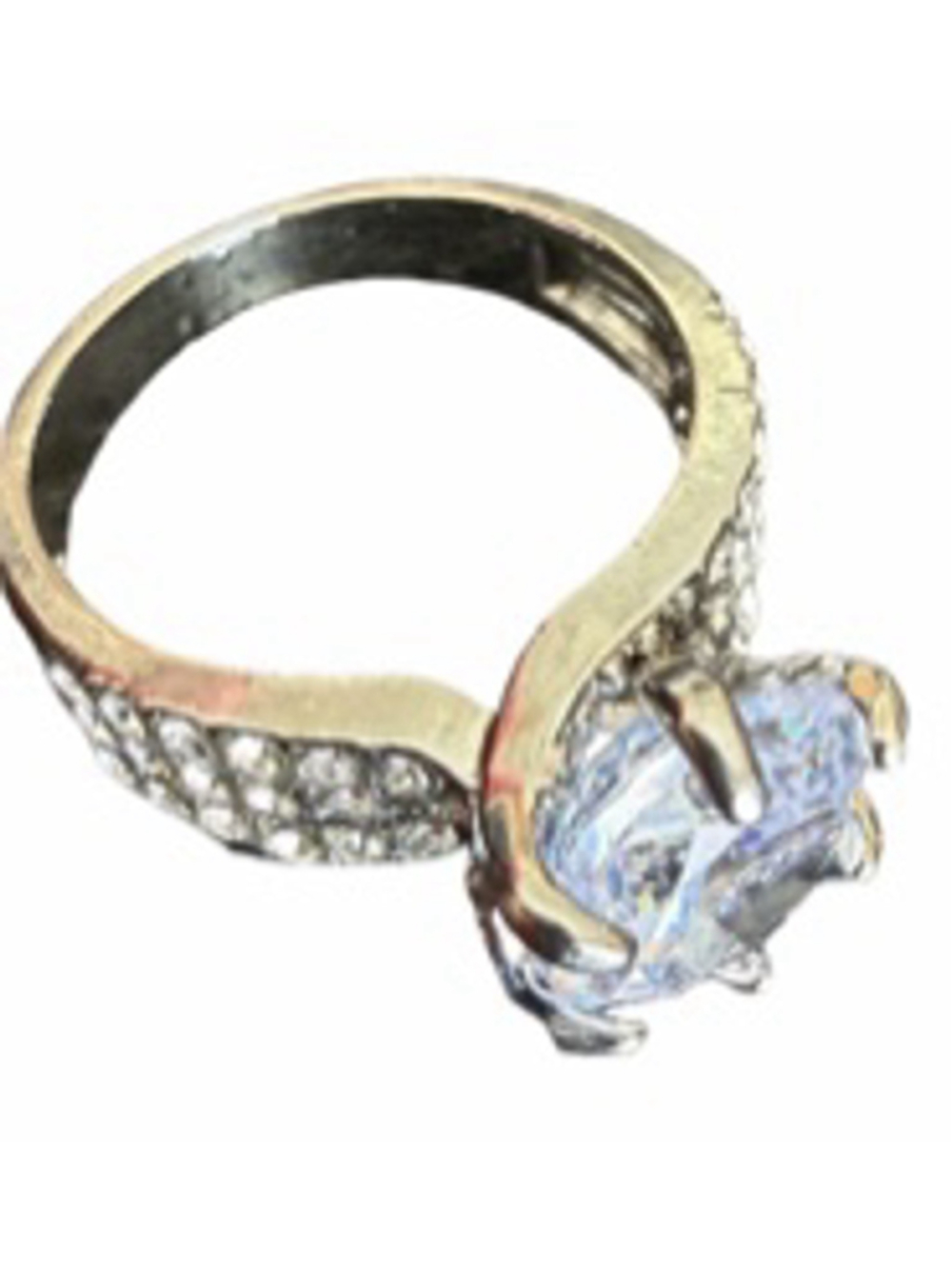 Women's Unbranded Silver and Clear Rhinestone Ring, One Size 8 - Picture 2 of 7